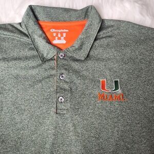University of Miami Hurricanes Champion Performance Polo Shirt Mens XL Emb Logo
